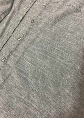 Gri Keten V Yaka Uzun Kollu Gömlek - Görsel 6
