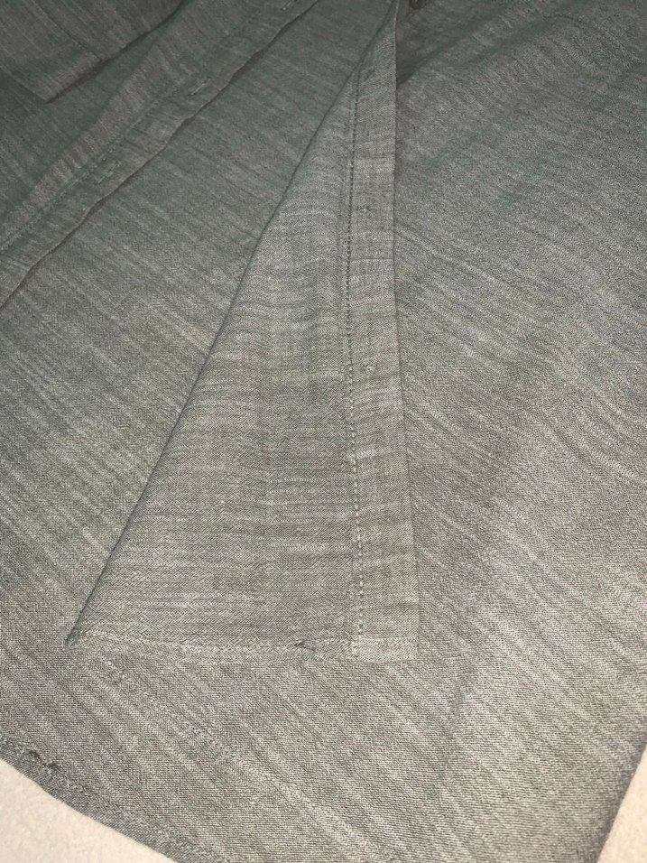 Gri Keten V Yaka Uzun Kollu Gömlek - Görsel 5