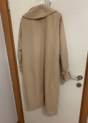 Bej Kadın Midi Trençkot, Düğmeli, Rahat Kesim - Görsel 4