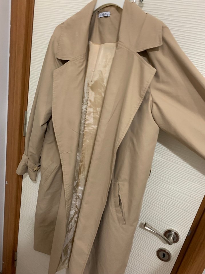 Bej Kadın Midi Trençkot, Düğmeli, Rahat Kesim - Görsel 3