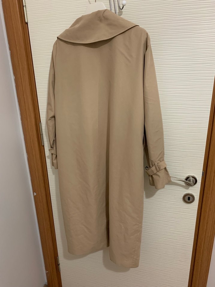 Bej Kadın Midi Trençkot, Düğmeli, Rahat Kesim - Görsel 4