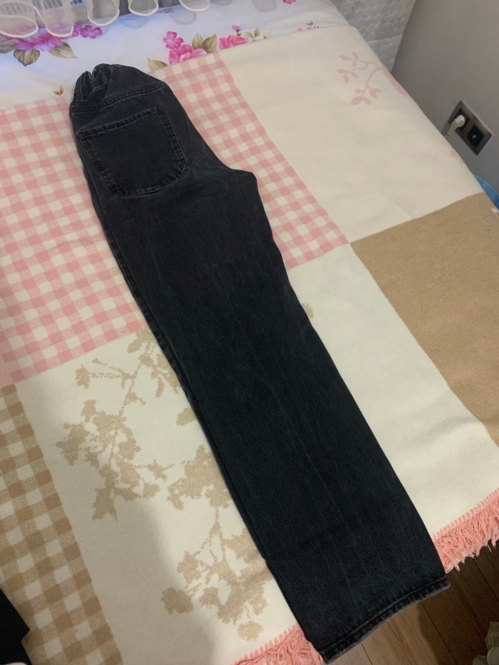 Siyah Rahat Kesim Midi Kot Pantolon - Görsel 2