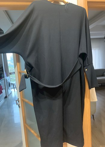 V Yaka Siyah Uzun Kollu Triko Elbise - Görsel 5