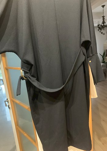 V Yaka Siyah Uzun Kollu Triko Elbise - Görsel 3