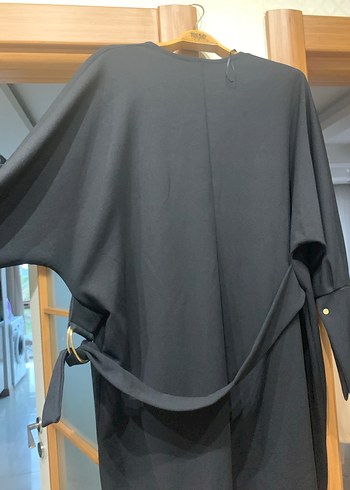 V Yaka Siyah Uzun Kollu Triko Elbise - Görsel 4