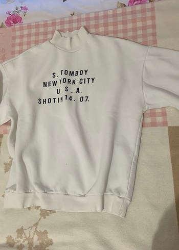 Beyaz S.TOMBOY Baskılı Kısa Kollu Sweatshirt - Görsel 6