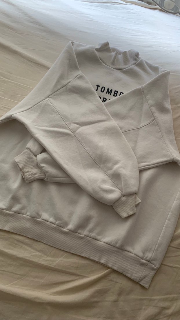 Beyaz S.TOMBOY Baskılı Kısa Kollu Sweatshirt - Görsel 4