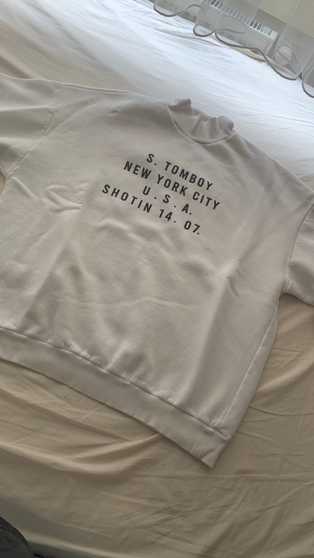 Beyaz S.TOMBOY Baskılı Kısa Kollu Sweatshirt - Görsel 2