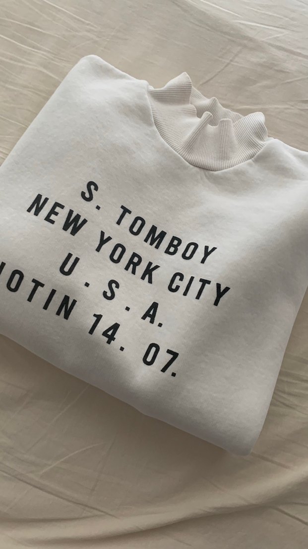 Beyaz S.TOMBOY Baskılı Kısa Kollu Sweatshirt - Görsel 5