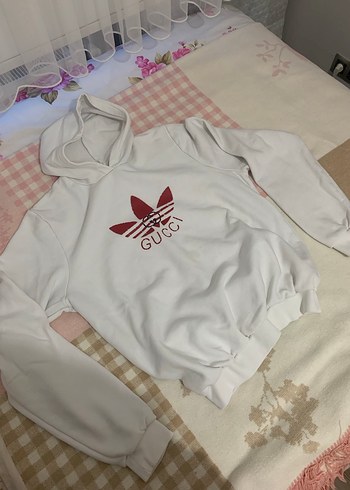 Beyaz Kapüşonlu Pamuklu Kadın Sweatshirt - Görsel 6