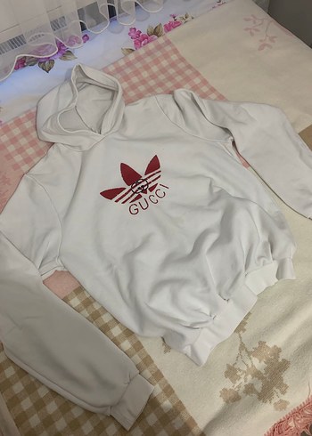 Beyaz Kapüşonlu Pamuklu Kadın Sweatshirt - Görsel 7