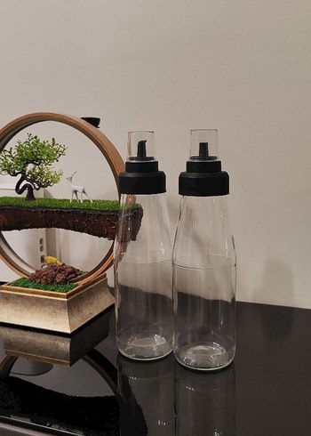 Siyah Kapaklı Cam Yağlık ve Sirkelik Seti