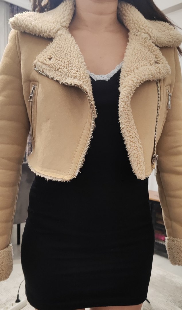 Kürklü Süet Kısa Kadın Ceket - Görsel 2