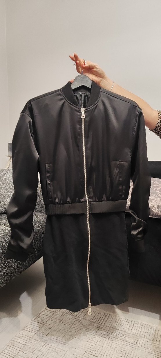 Siyah Kadın İnce Fermuarlı Ceket - Görsel 2