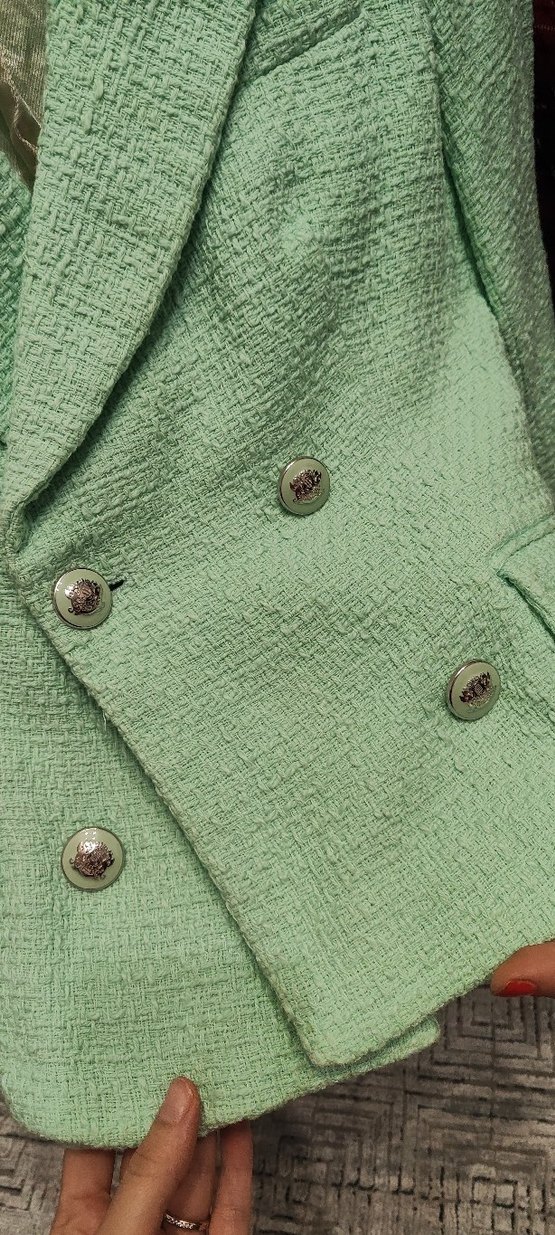 Düğmeli Yeşil Midi Kadın Blazer Ceket - Görsel 4