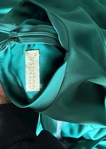 Kadın Yeşil Uzun Salaş Saten Elbise - Görsel 4