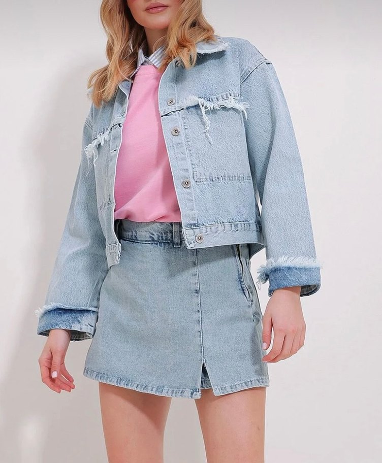 Kot Ceket Bol Kesim Düğmeli - Görsel 2