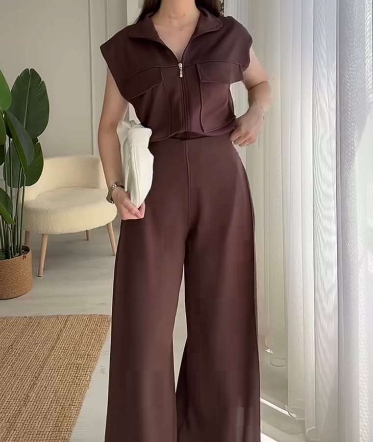 Kahverengi fermuarlı ikili takım - Görsel 2