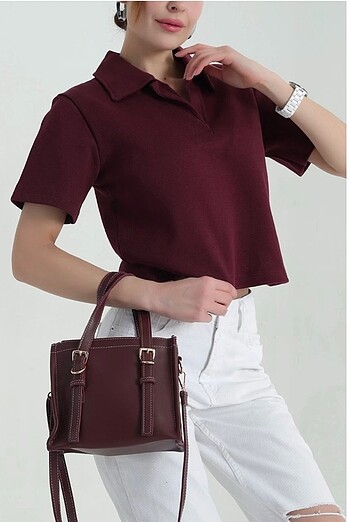 Diğer Bordo Polo yaka tişört