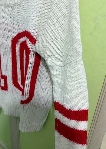 Renkli Baskılı Beyaz Kadın Triko Kazak - Görsel 3