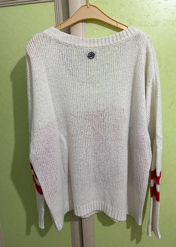 Renkli Baskılı Beyaz Kadın Triko Kazak - Görsel 2