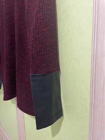 Deri Detaylı Bluz - Görsel 3