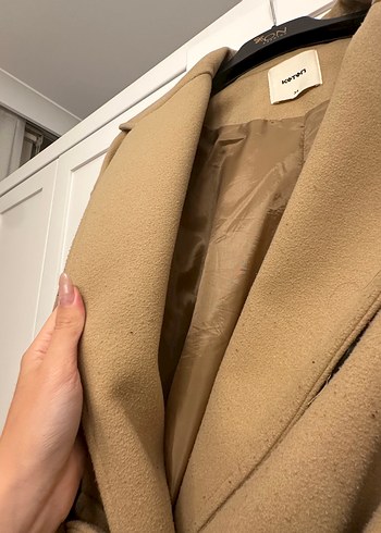 Kuşaklı Camel Rengi Kaban koton marka - Görsel 6