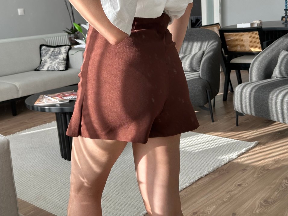 Zara kahverengi şort etek - Görsel 5