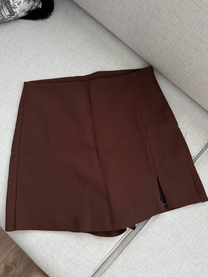 Zara kahverengi şort etek - Görsel 2