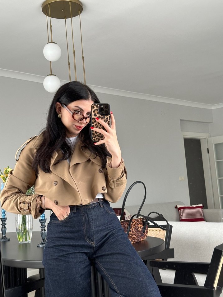 Trendyolmilla crop trençkot - Görsel 5