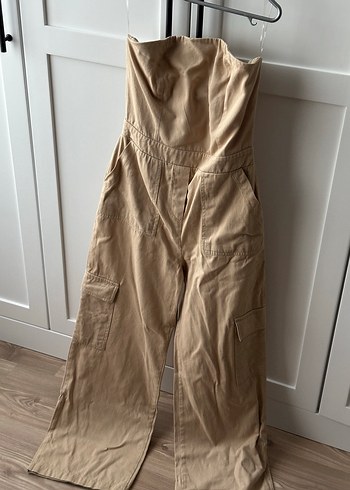 Bej Straplez Uzun Kadın Tulum - Görsel 2