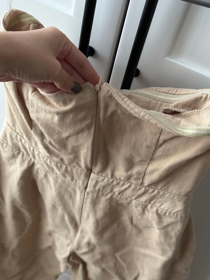 Bej Straplez Uzun Kadın Tulum - Görsel 4