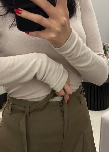 Pileli kumaş pantolon - Görsel 4