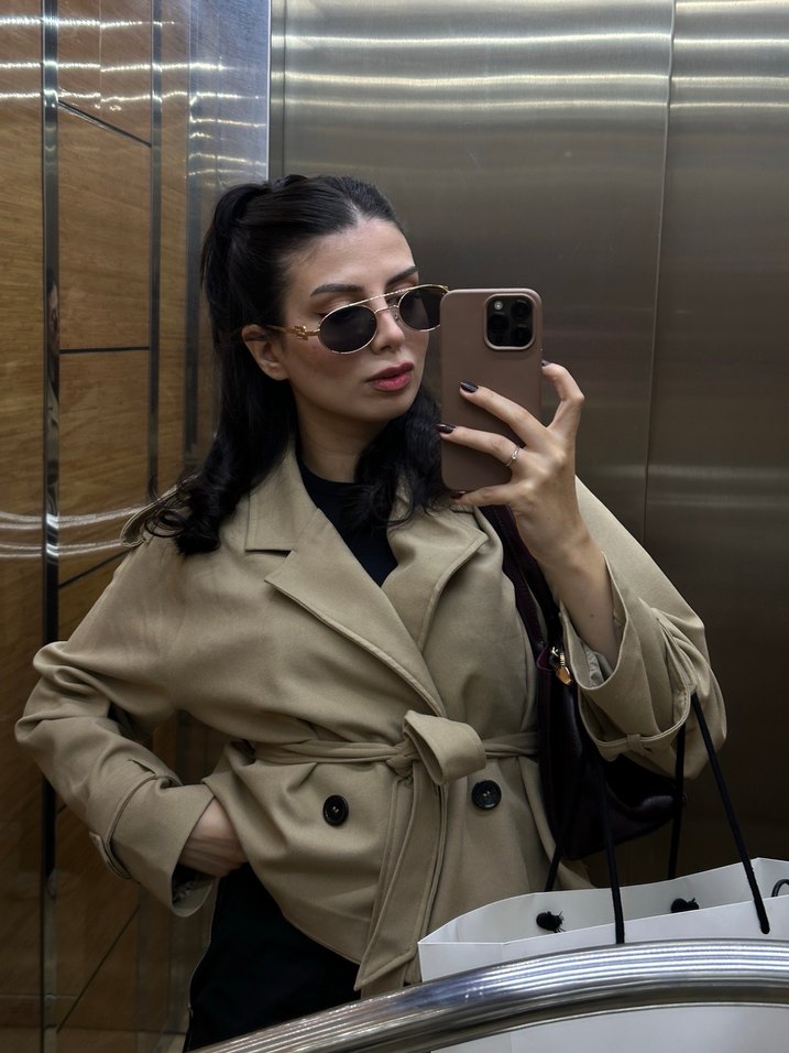 Bej midi trençkot - Görsel 3