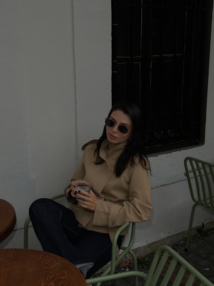 Bej midi trençkot - Görsel 2