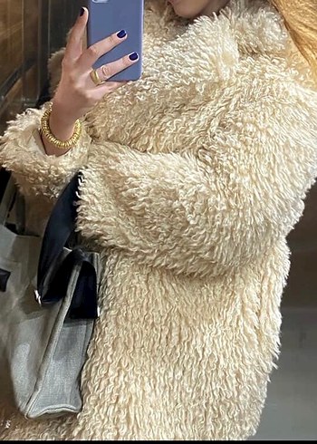 bej peluş kaban - Görsel 3