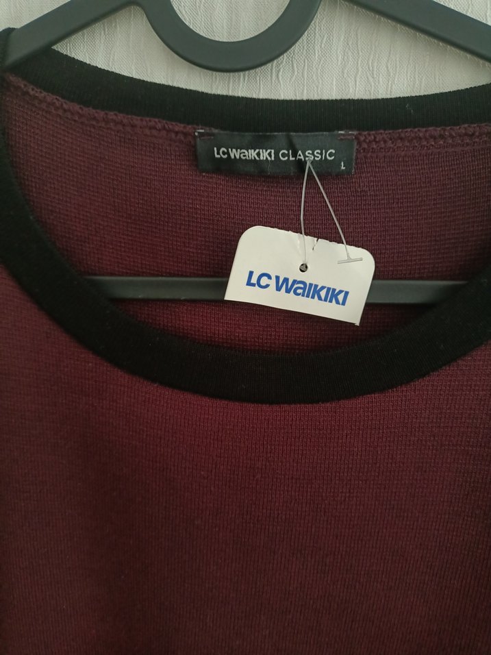 Bordo Düğmeli Uzun Kollu Triko Elbise - Görsel 3