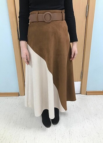 Zara Çift renkli süet etek