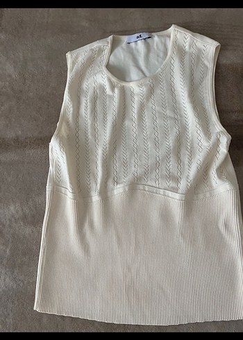 ADL krem Kadın Triko Kolsuz - Görsel 2