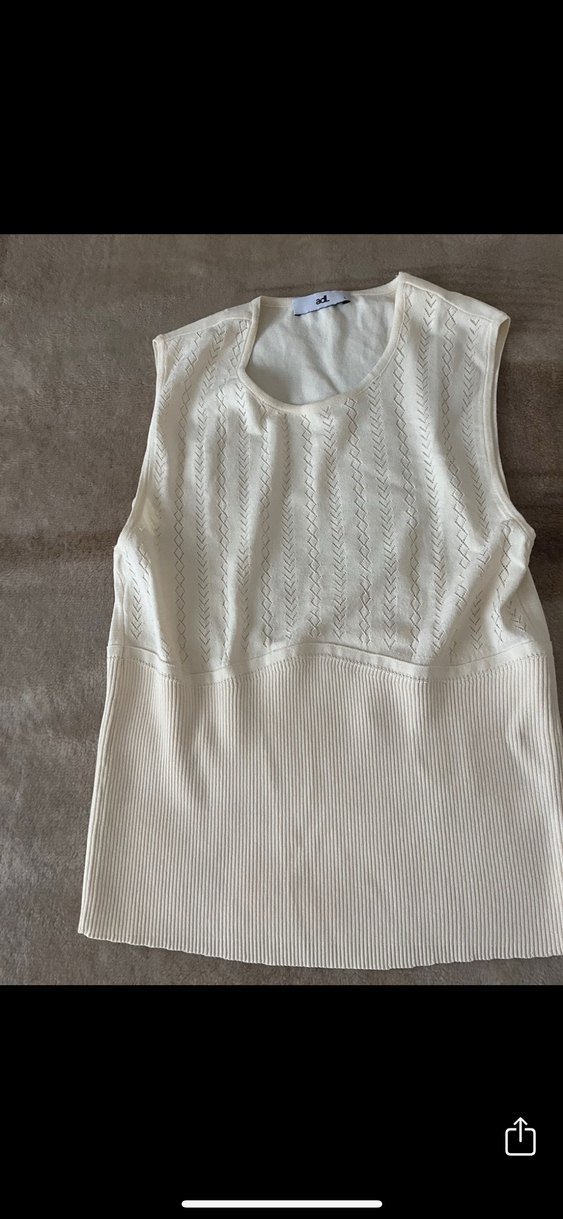 ADL krem Kadın Triko Kolsuz - Görsel 2