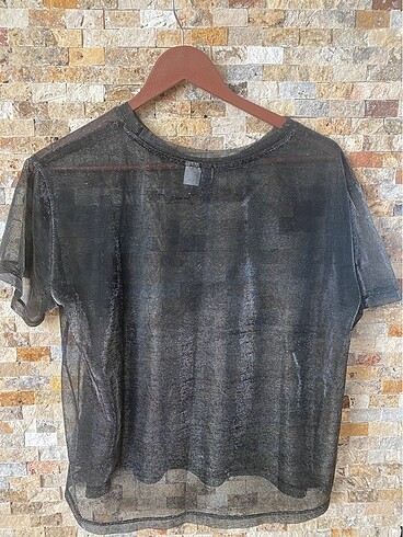 H&M PARLAK FİLE TRANSPARAN UST