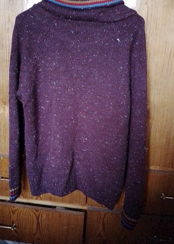 Kadın Mor Yüksek Yaka Örgü Kazak - Görsel 2