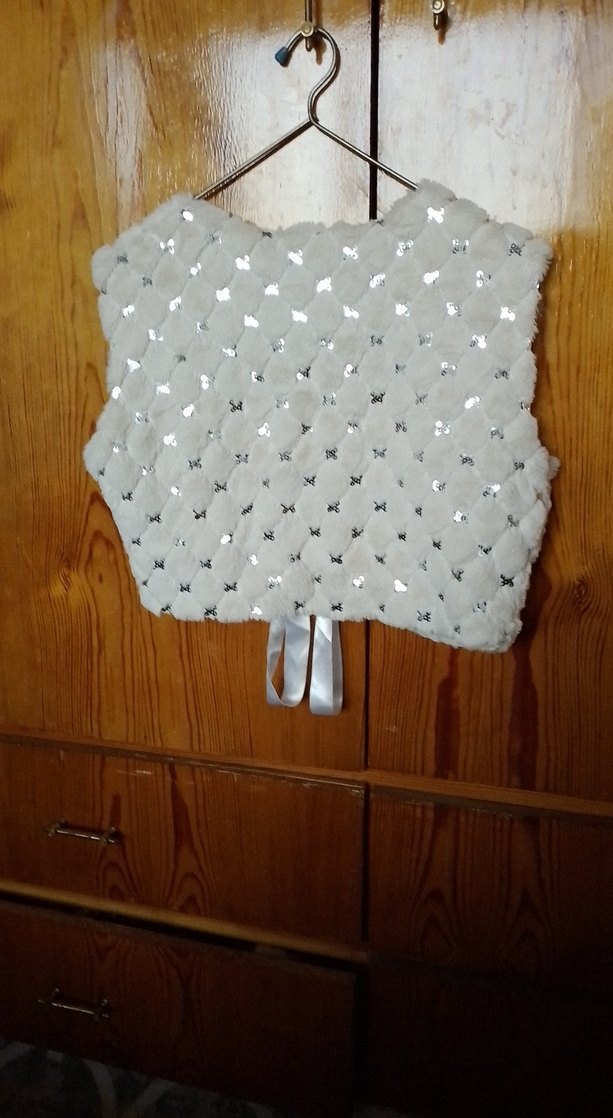 kadın   Beyaz Kürklü Nakışlı Bolero - Görsel 3