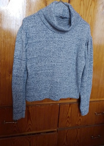 Gri Kadın Örgü Boğazlı Kazak - Görsel 2