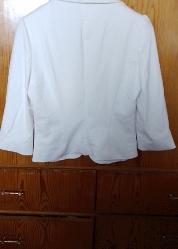 Beyaz Keten Kadın Blazer Ceket - Görsel 3