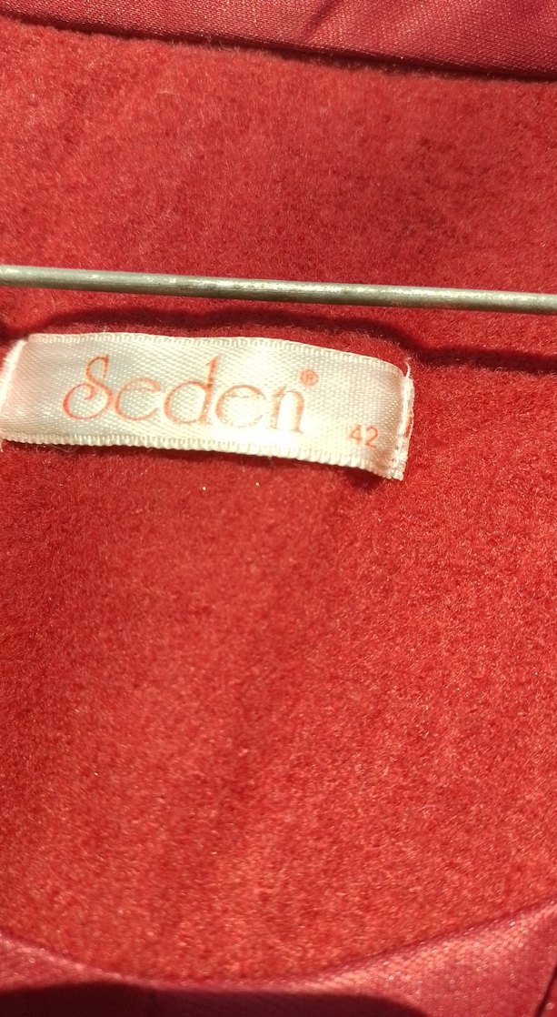 Kırmızı Fermuarlı Uzun Kadın Kaban - Görsel 3