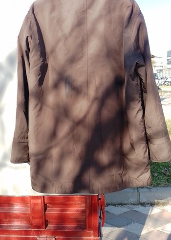 Drapeli Uzun Kahverengi  satan Kadın Ceket - Görsel 4