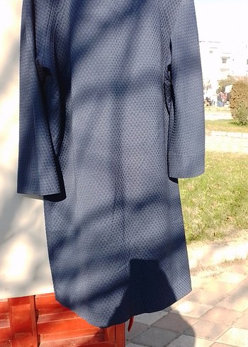 Lacivert Kadın Uzun Düğmeli Klasik Kaban - Görsel 3