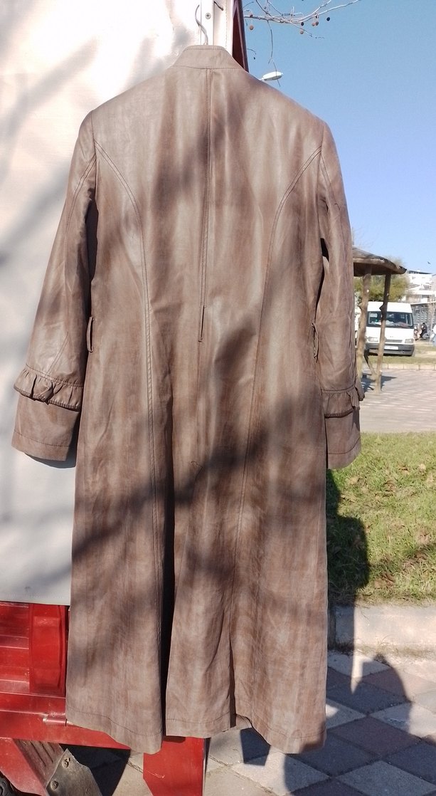 Kahverengi Süet Uzun Kadın Kaban - Görsel 3