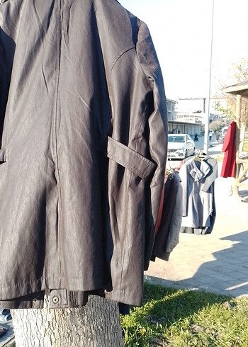 Düğmeli Kahverengi paraşüt kumaştan Kadın Ceket - Görsel 4